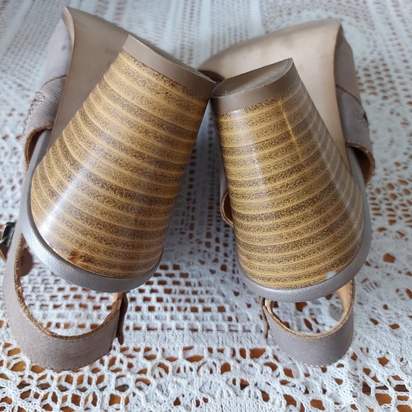 Karston Slingback Sandals Size 39 Leather Snake Print Zipper Two-tone Shoes - Picture 11 of 14